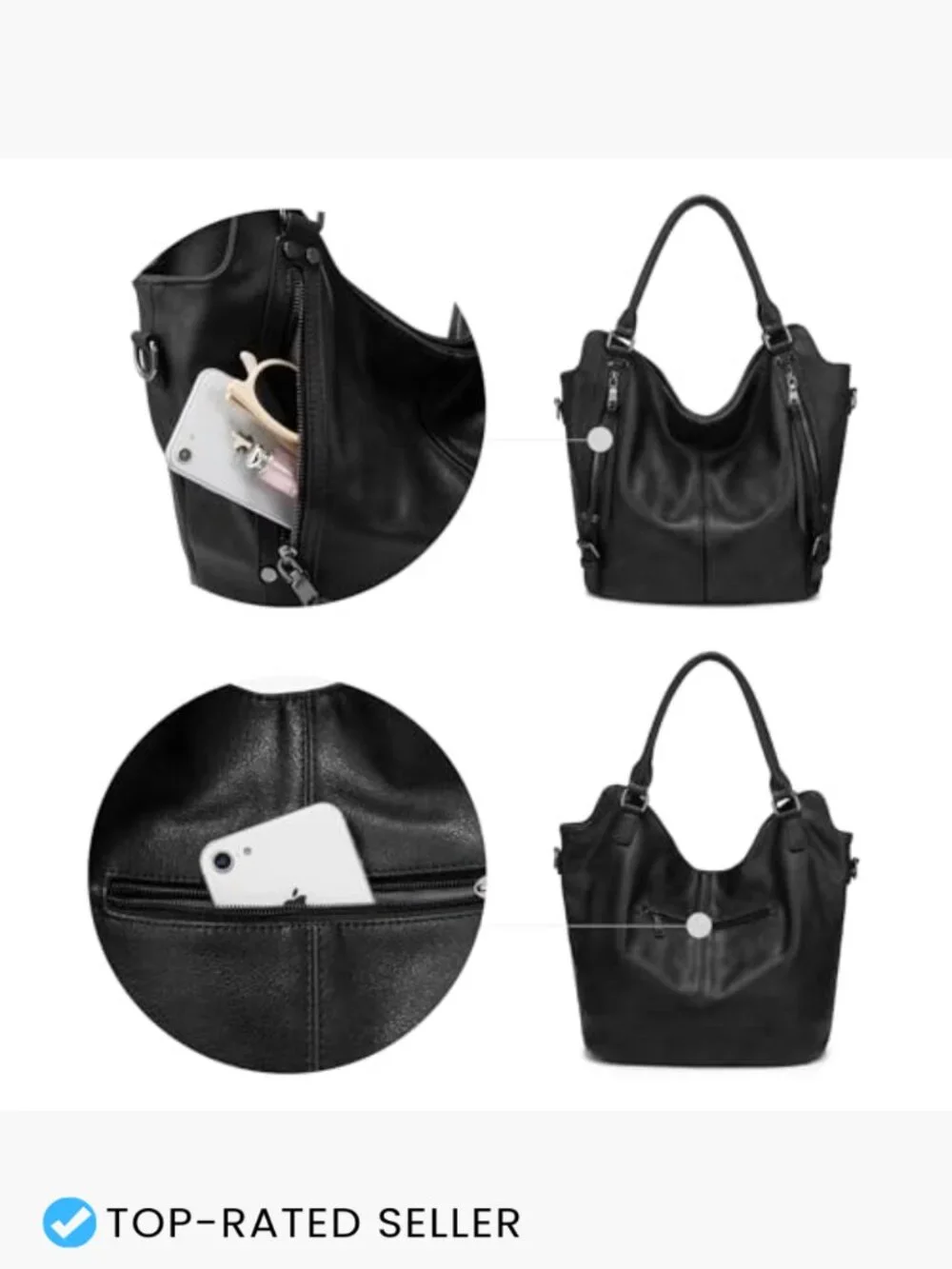 Large Hobo Shoulder Bag Women Anti Scratch PU Leather Tote Handbag Adjustable